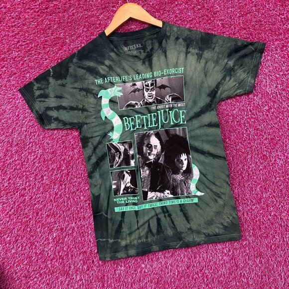 Beetlejuice and Lydia Green Tie Dye T-Shirt Small - Picture 3 of 4